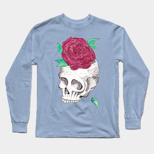 Skull with Flower Long Sleeve T-Shirt